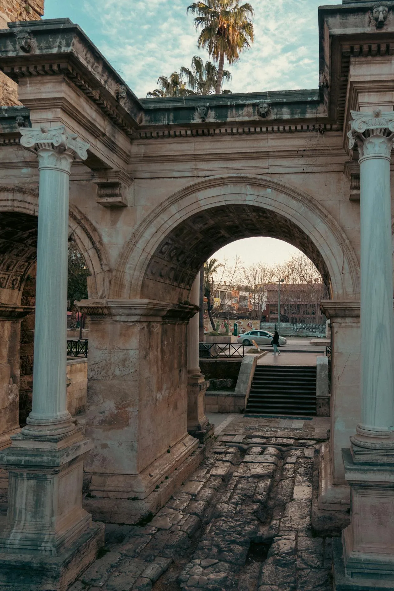 Hadrian's Gate — the iconic Roman triumphal arch in Antalya old town, a landmark city for dental tourism from the UK